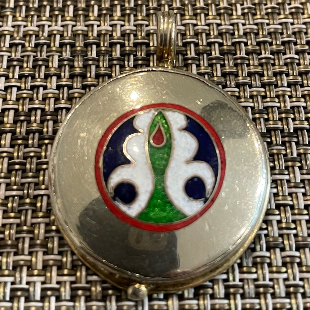 Vintage sterling and cloisonné or enamel with gold finish made by Paulette
